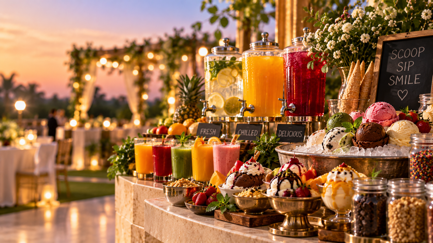 Birthday dessert and beverage counter